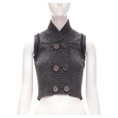 CHLOE Gilet da pescatore vintage Y2K grigio scuro a coste S