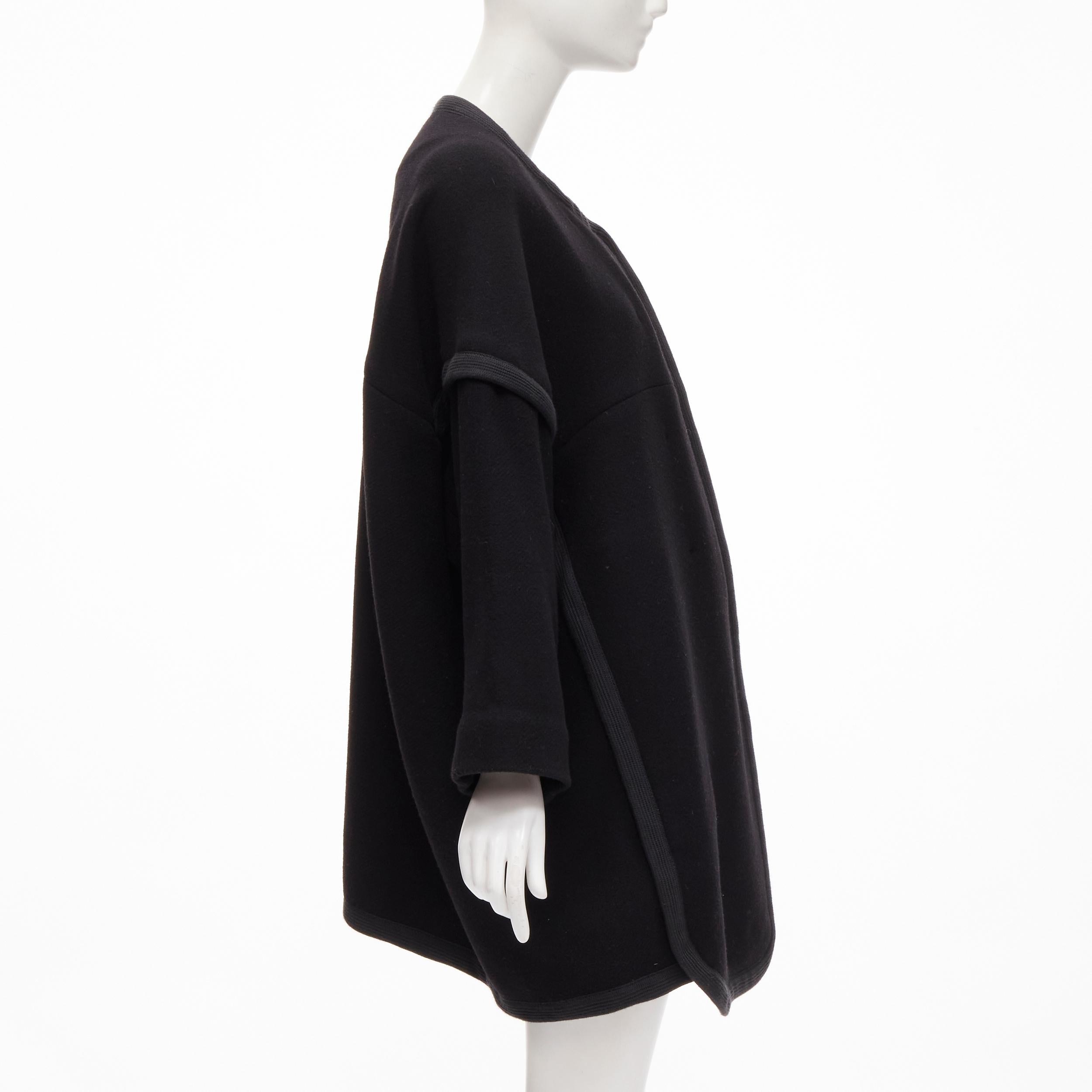 CHLOE virgin wool blend black cotton trim wide sleeve boxy cocoon coat FR34 XS 1