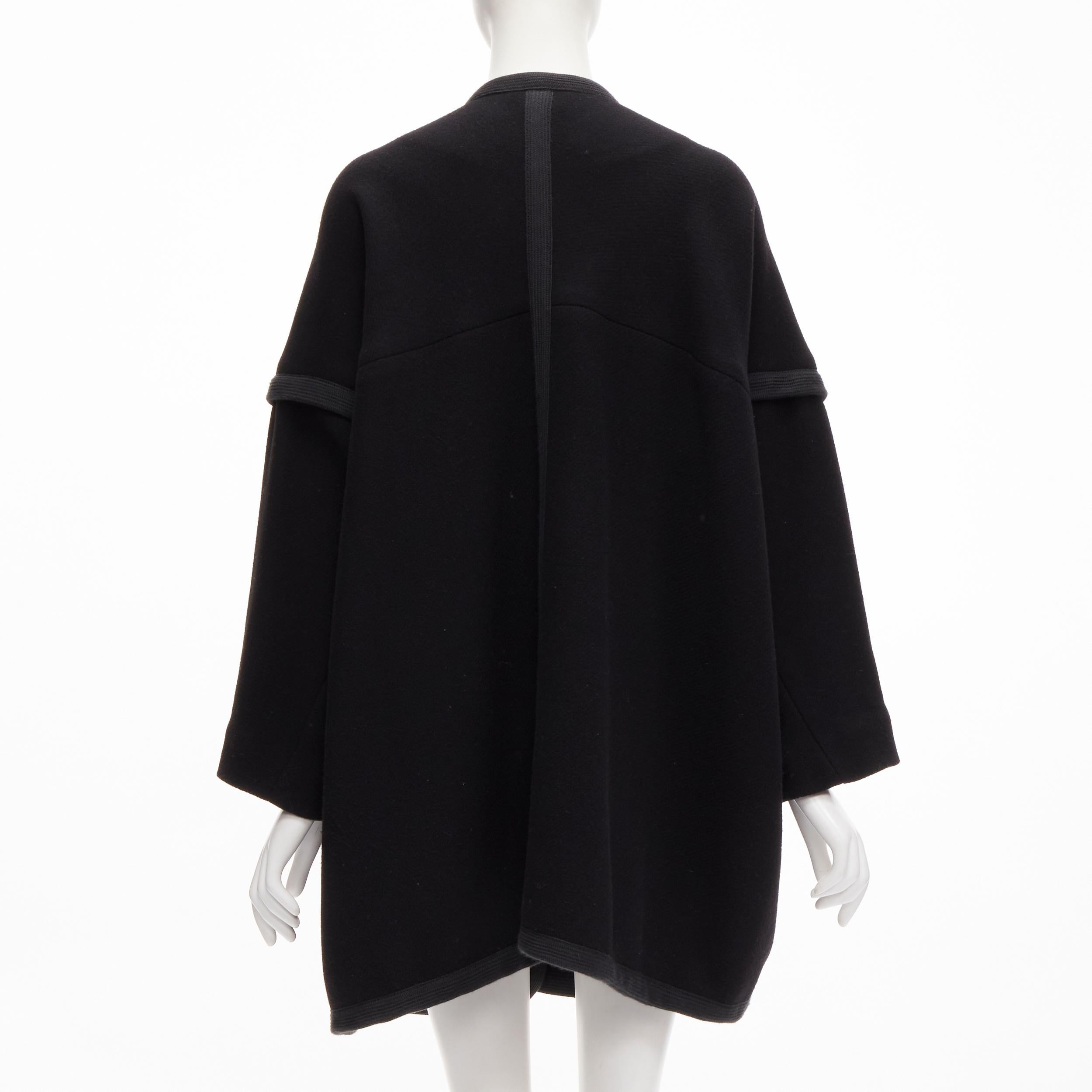 CHLOE virgin wool blend black cotton trim wide sleeve boxy cocoon coat FR34 XS 2