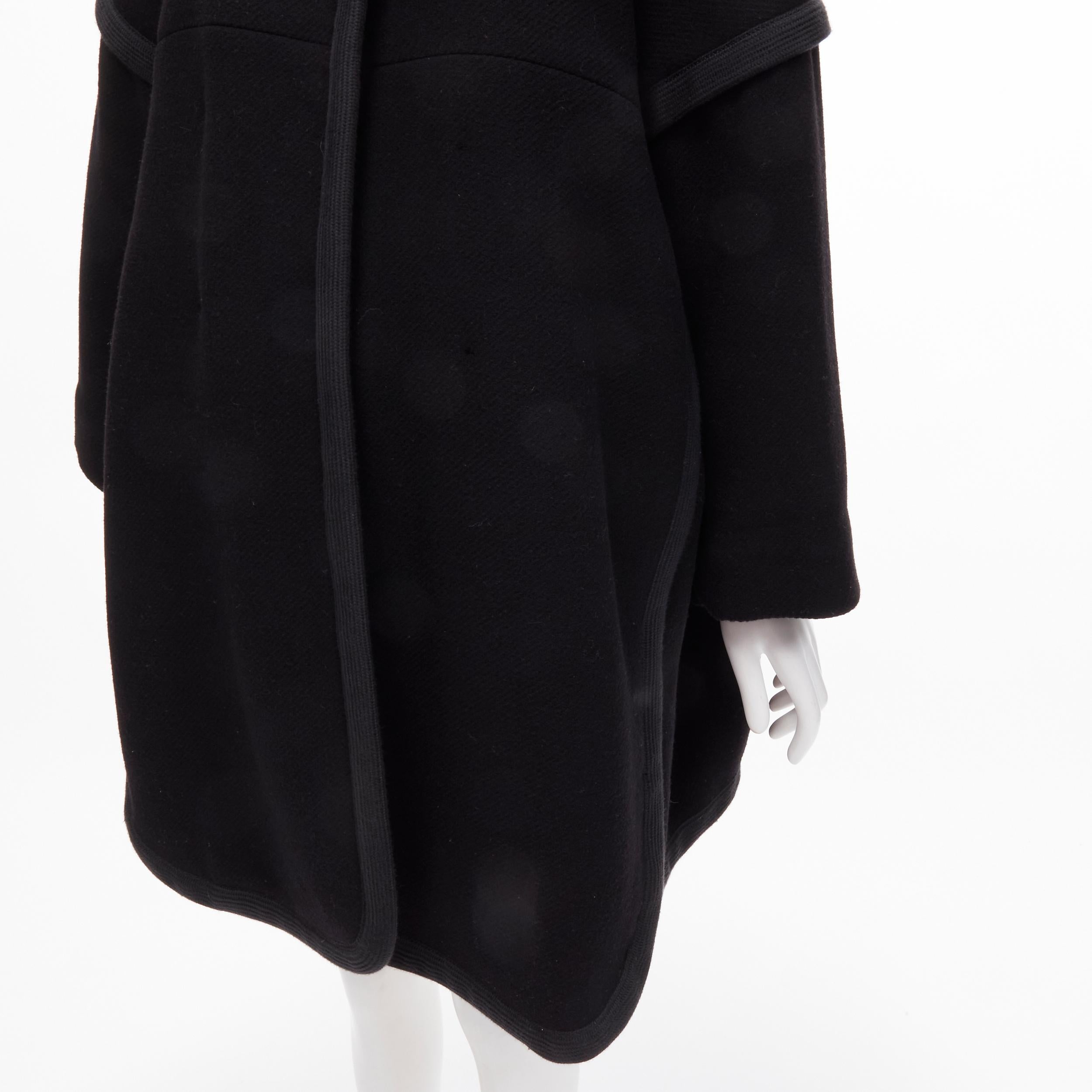CHLOE virgin wool blend black cotton trim wide sleeve boxy cocoon coat FR34 XS 4