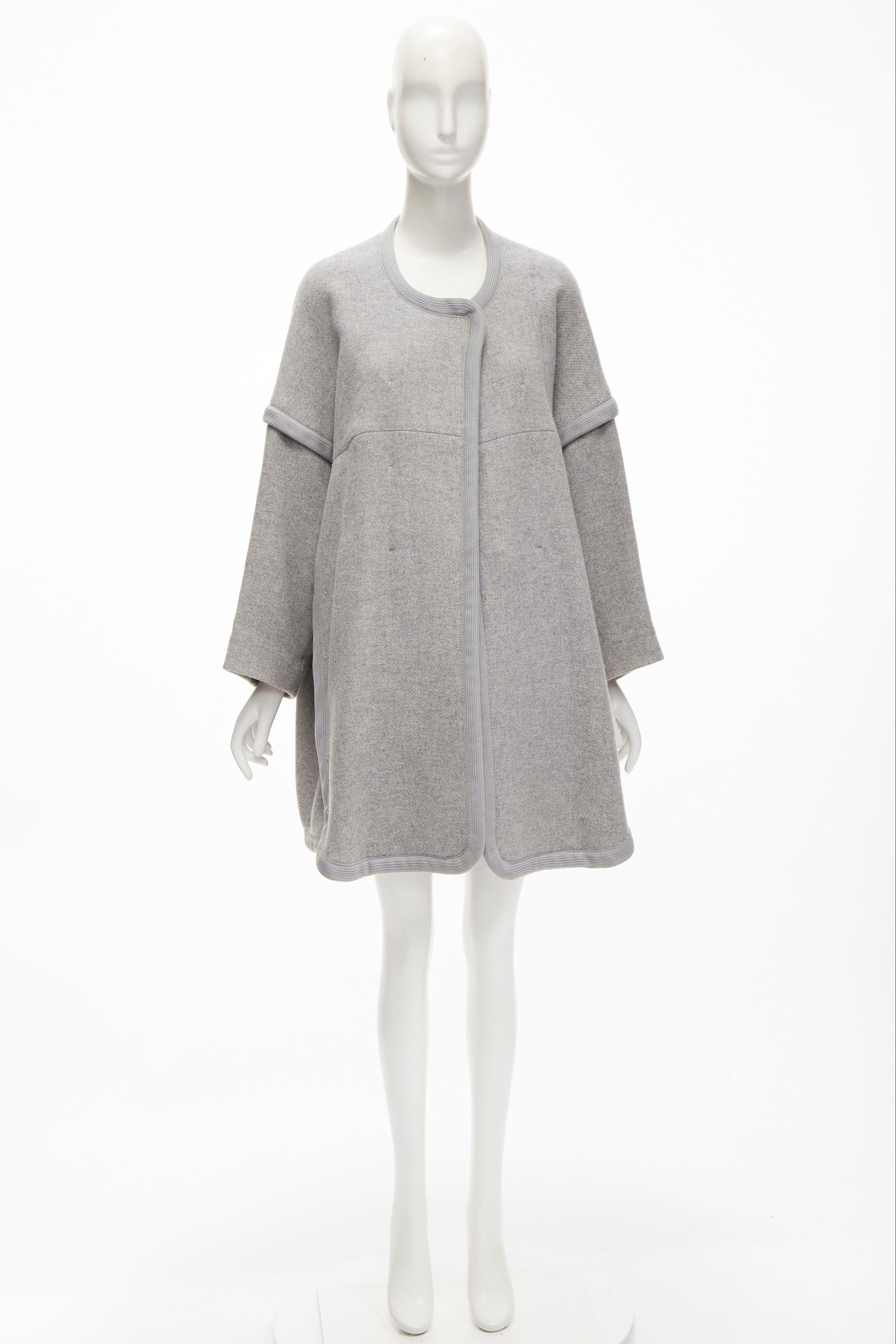 CHLOE virgin wool blend grey cotton trim wide sleeve boxy coat FR38 M 7