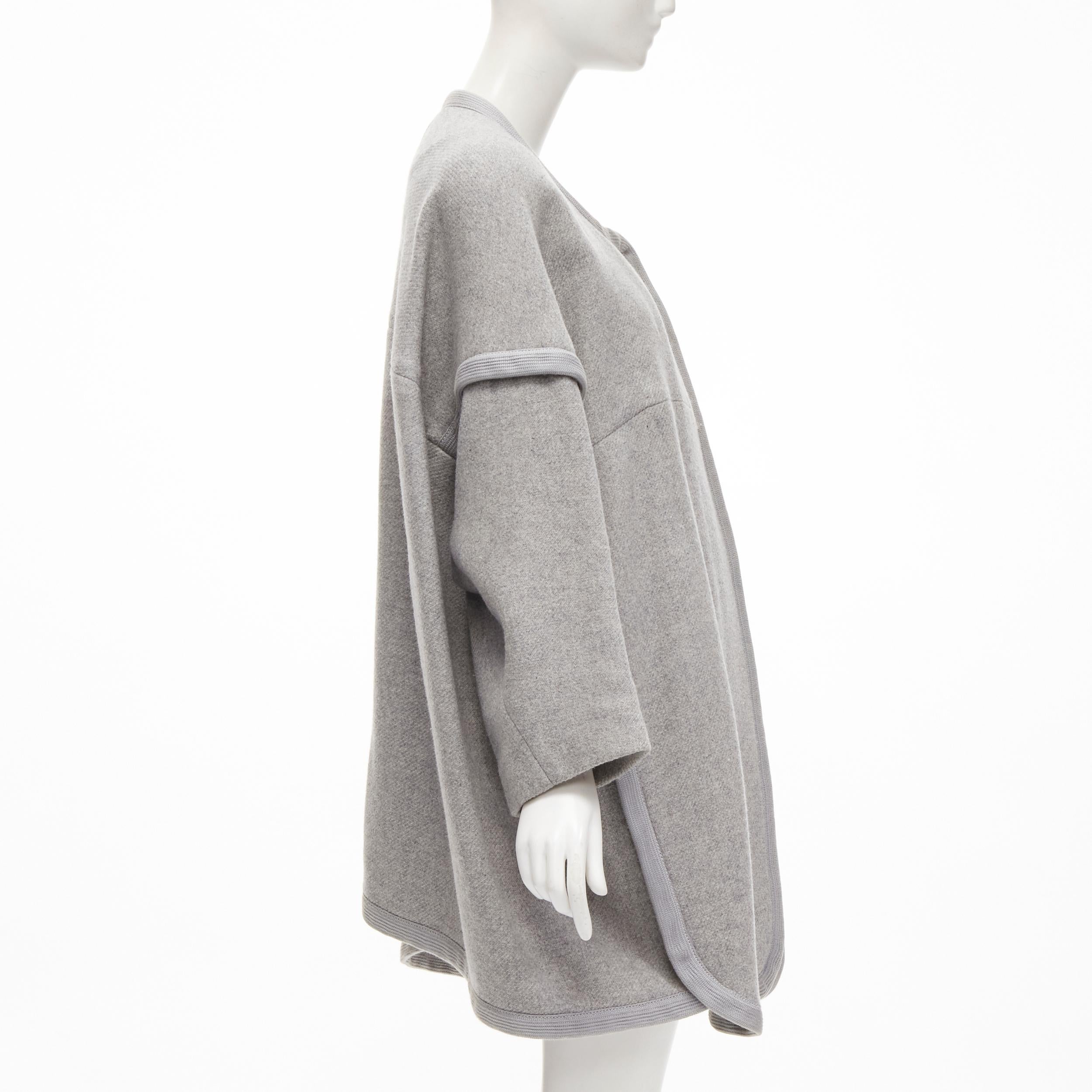 CHLOE virgin wool blend grey cotton trim wide sleeve boxy coat FR38 M 1