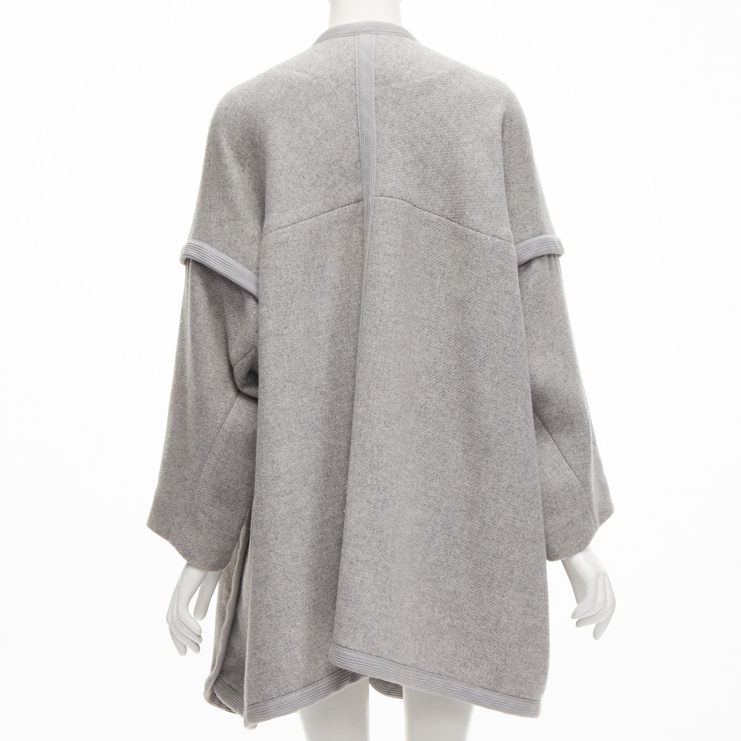 CHLOE virgin wool blend grey cotton trim wide sleeve boxy coat FR38 M 2