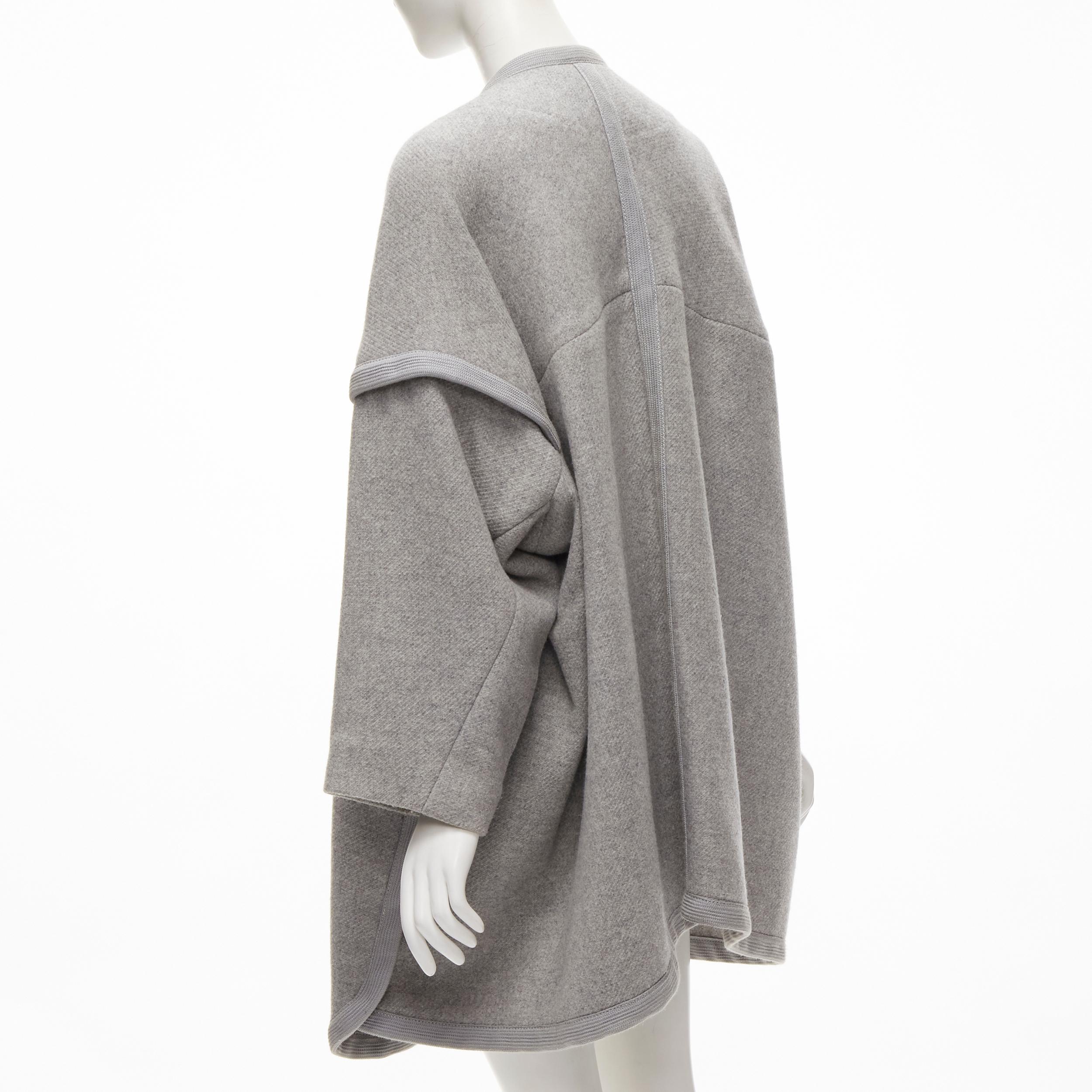 CHLOE virgin wool blend grey cotton trim wide sleeve boxy coat FR38 M 3