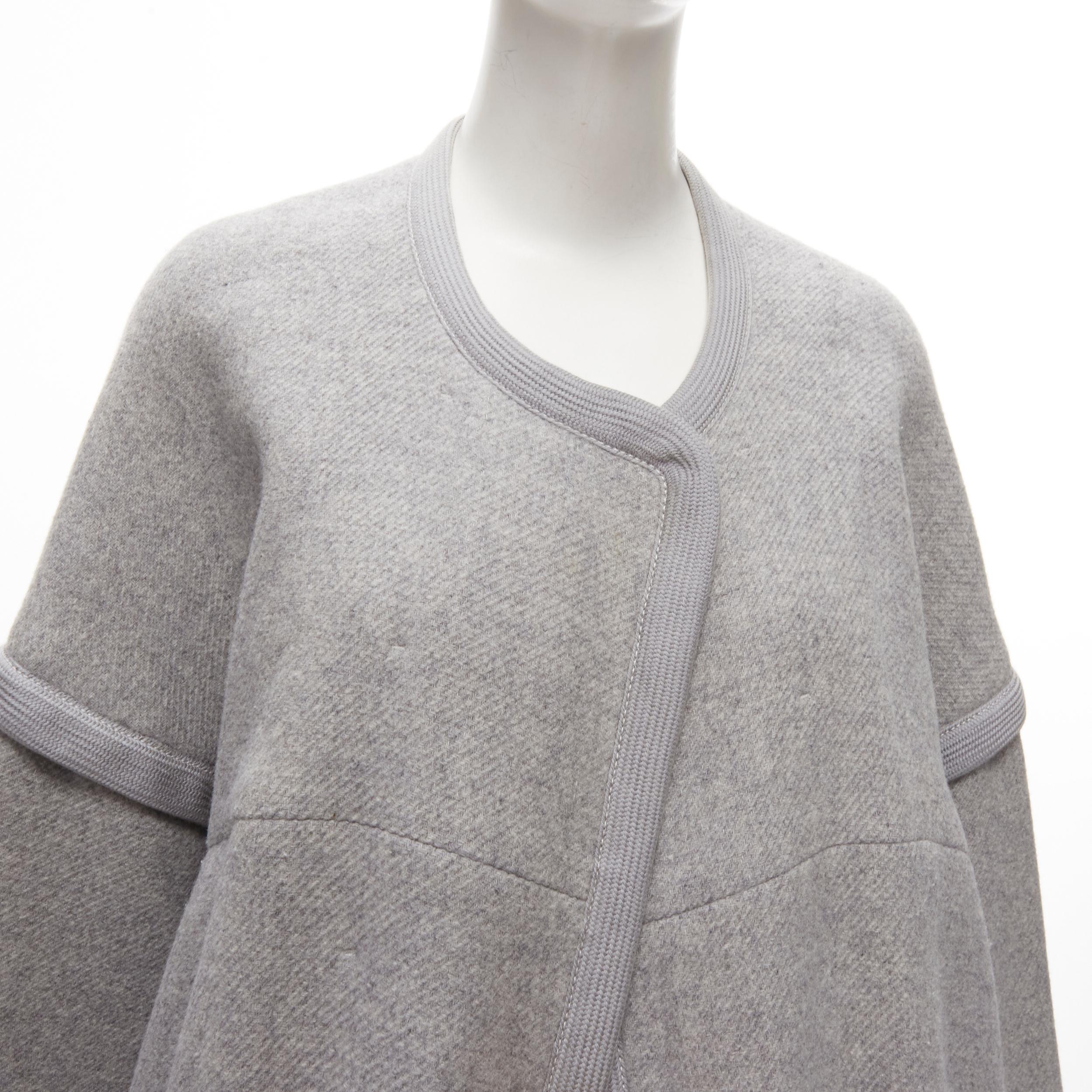 CHLOE virgin wool blend grey cotton trim wide sleeve boxy coat FR38 M 4