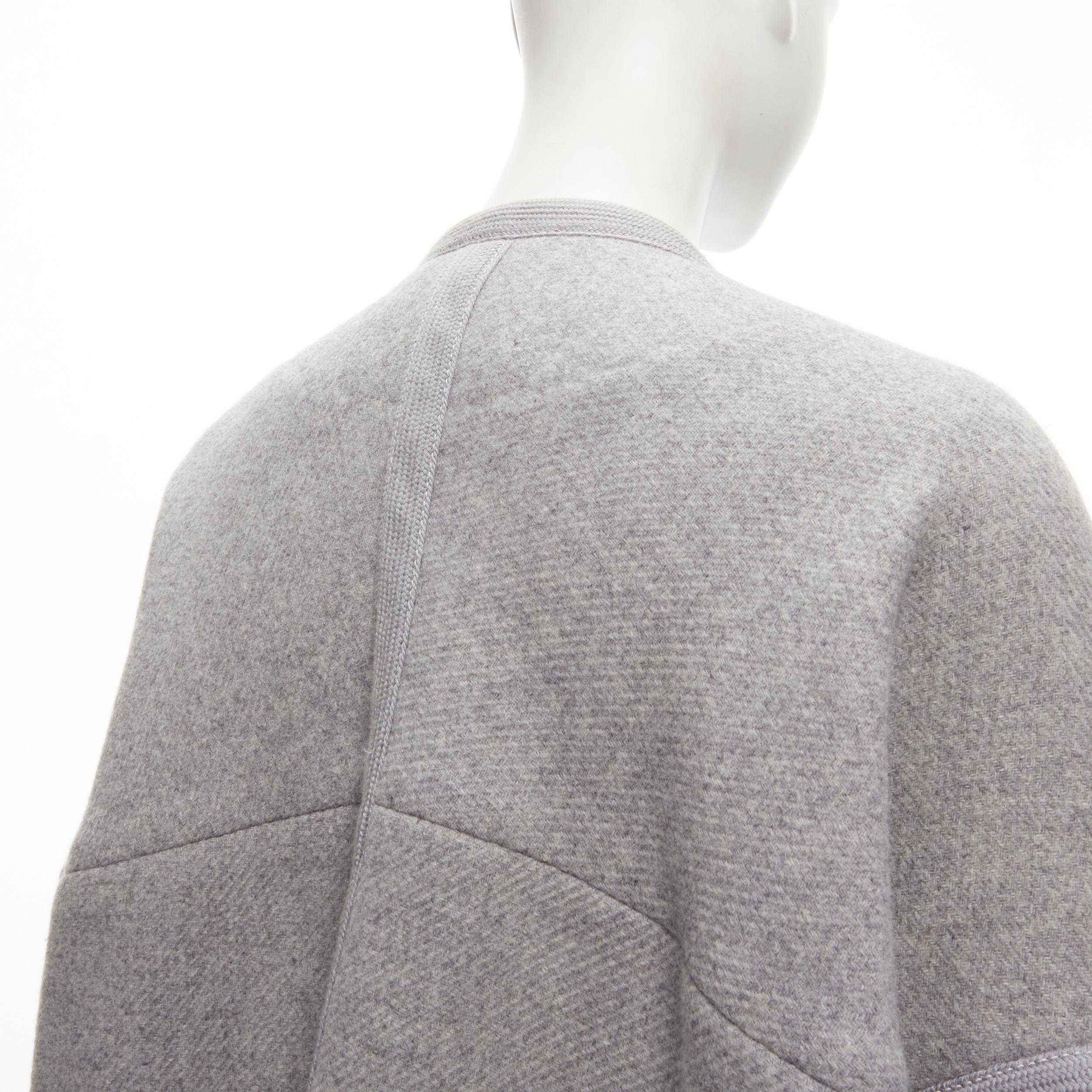 CHLOE virgin wool blend grey cotton trim wide sleeve boxy coat FR38 M 5