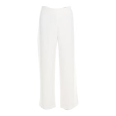 Chloe Warm White Crepe Tailored Wide Leg Cropped Trousers M