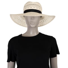 Sombrero de paja de tejido abierto CHLOE blanco 2025 PANAMA, talla 57