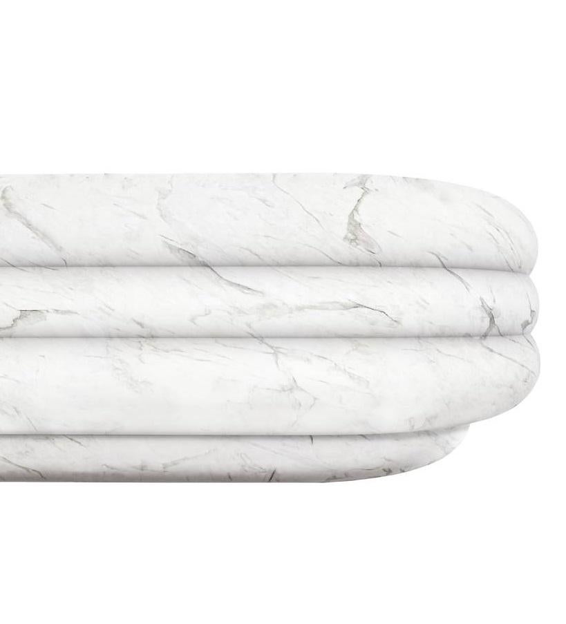 Post-Modern Chloe White Carrara Marble Coffee Table by Fred and Juul For Sale