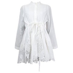 CHLOE white cotton 2017 BRODERIE ANGLAISE VOILE TUNIC MINI Dress 38 S
