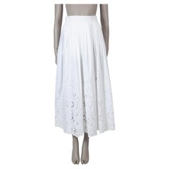 CHLOE white cotton 2022 BRODERIE ANGLAISE MIDI Skirt 34 XXS