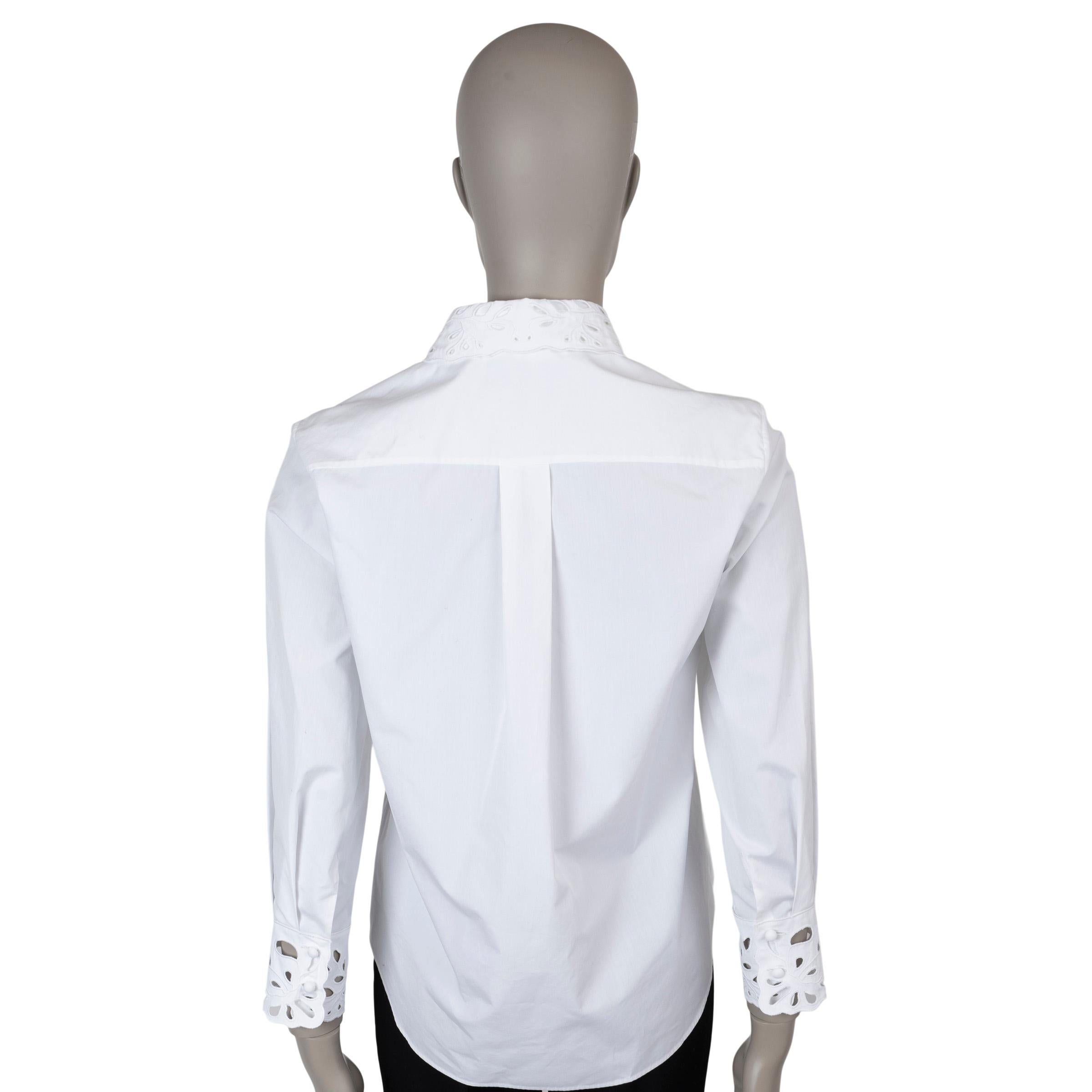 Gray CHLOE white cotton 2022 BRODERIE ANGLAISE POPLIN Shirt S For Sale
