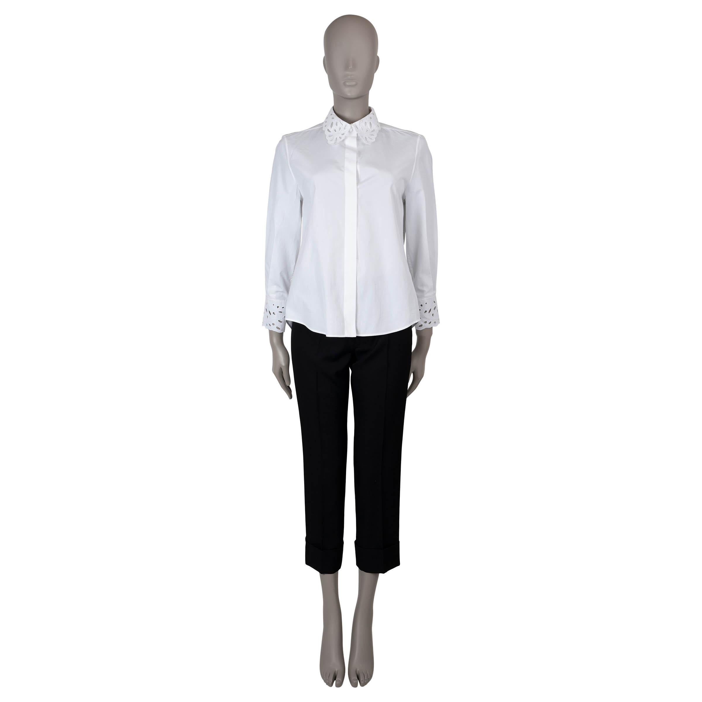 Women's CHLOE white cotton 2022 BRODERIE ANGLAISE POPLIN Shirt S For Sale