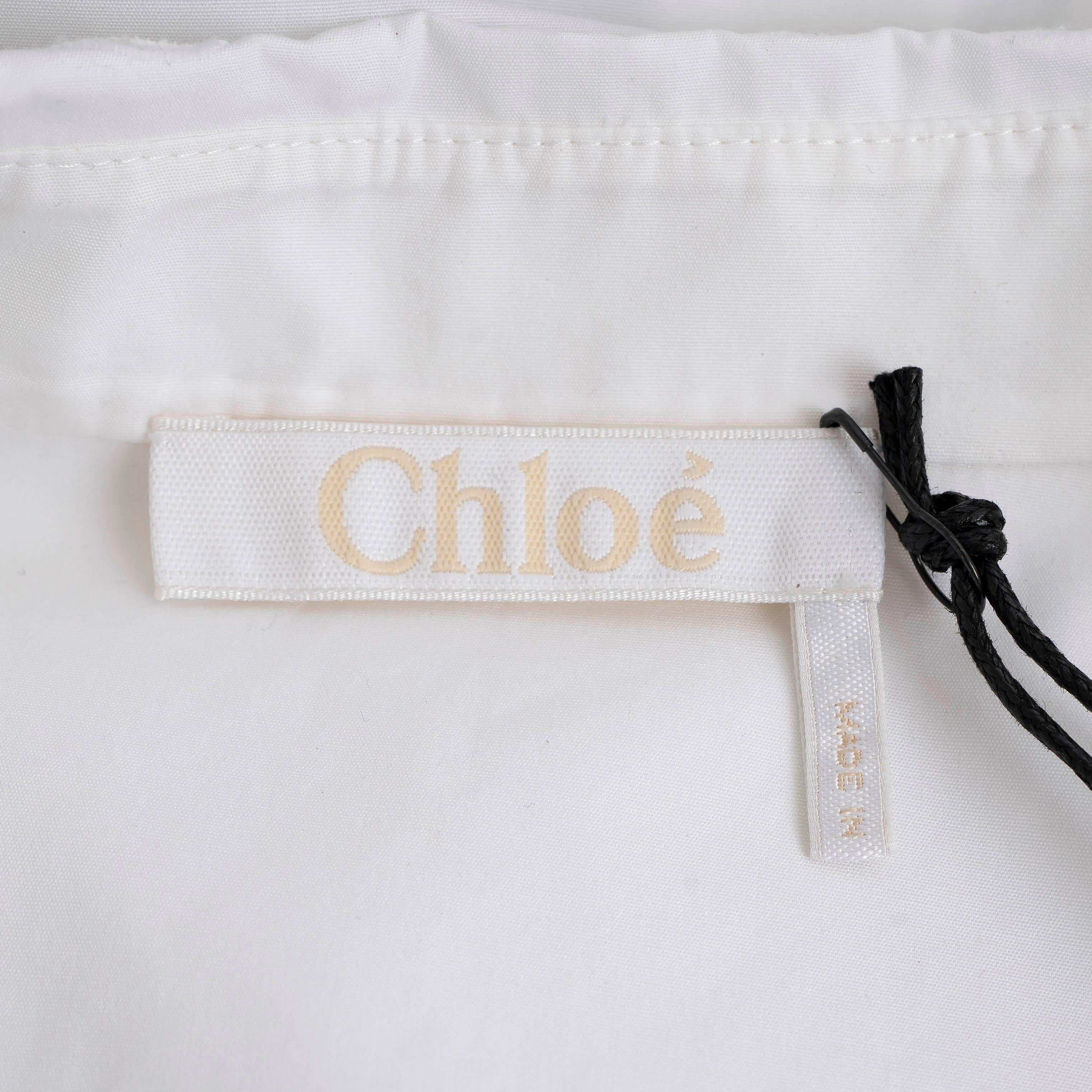 CHLOE white cotton 2022 BRODERIE ANGLAISE POPLIN Shirt S For Sale 2