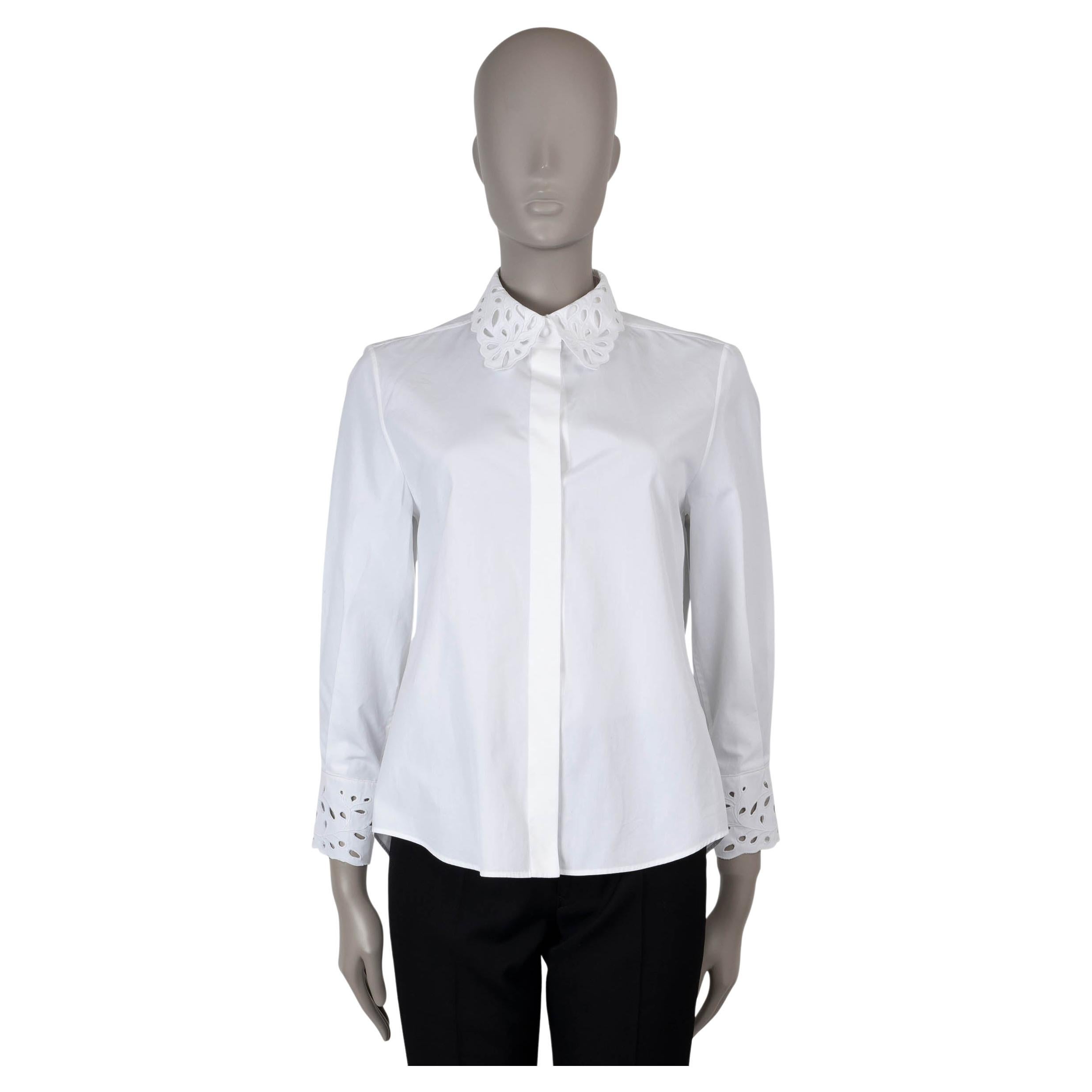 CHLOE white cotton 2022 BRODERIE ANGLAISE POPLIN Shirt S For Sale