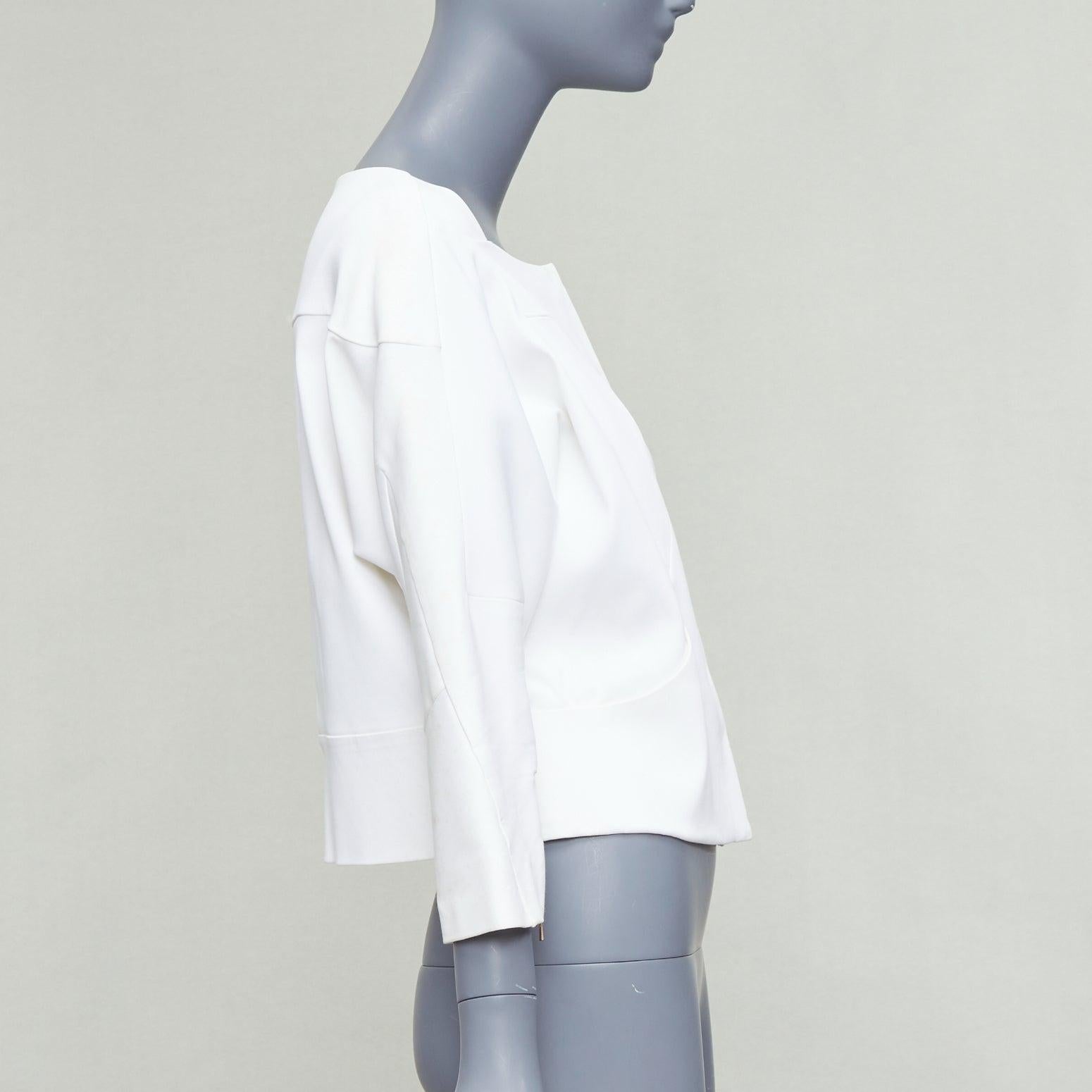 Women's CHLOE white cotton batwing square collar zip cuff crop jacket FR36 S For Sale