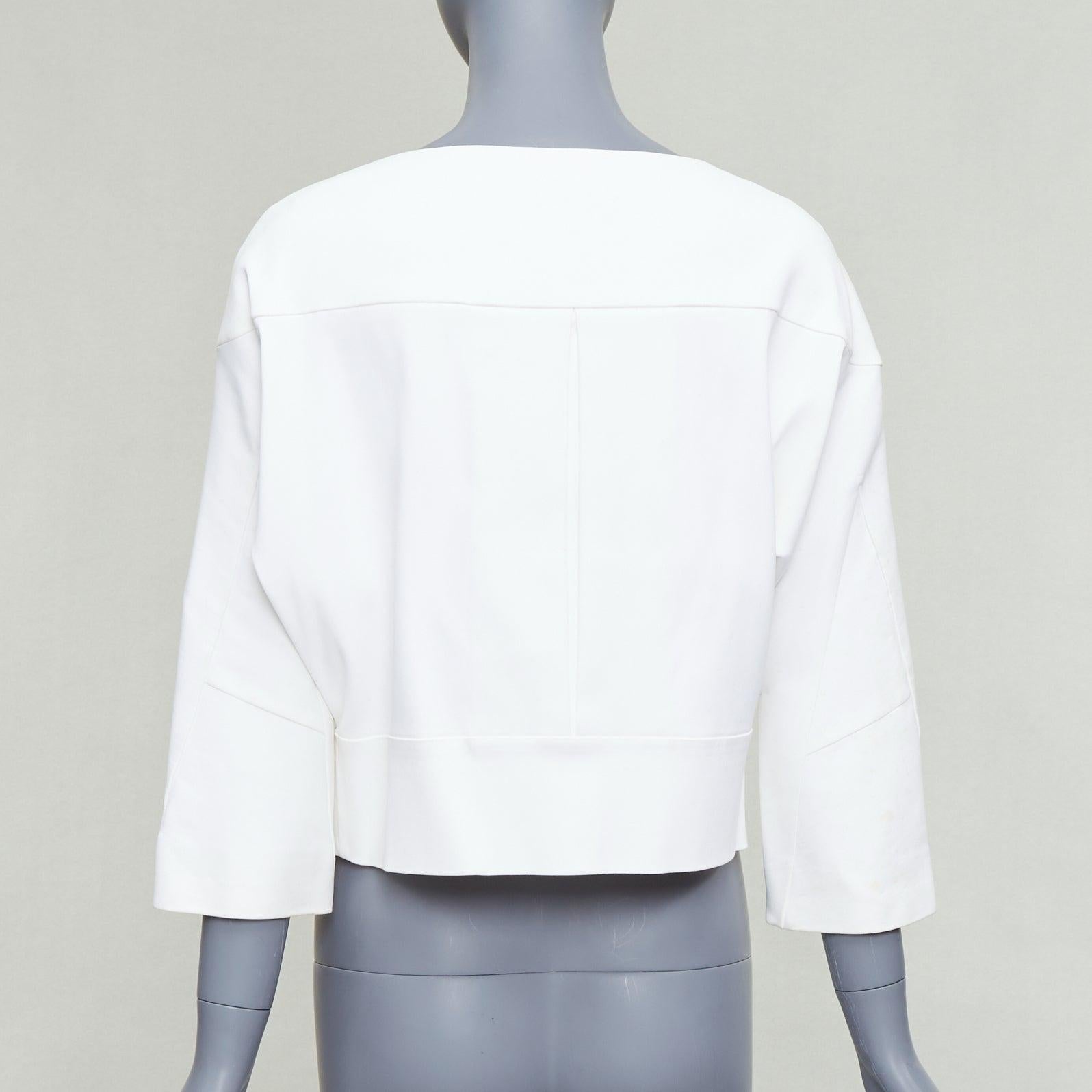 CHLOE white cotton batwing square collar zip cuff crop jacket FR36 S For Sale 1