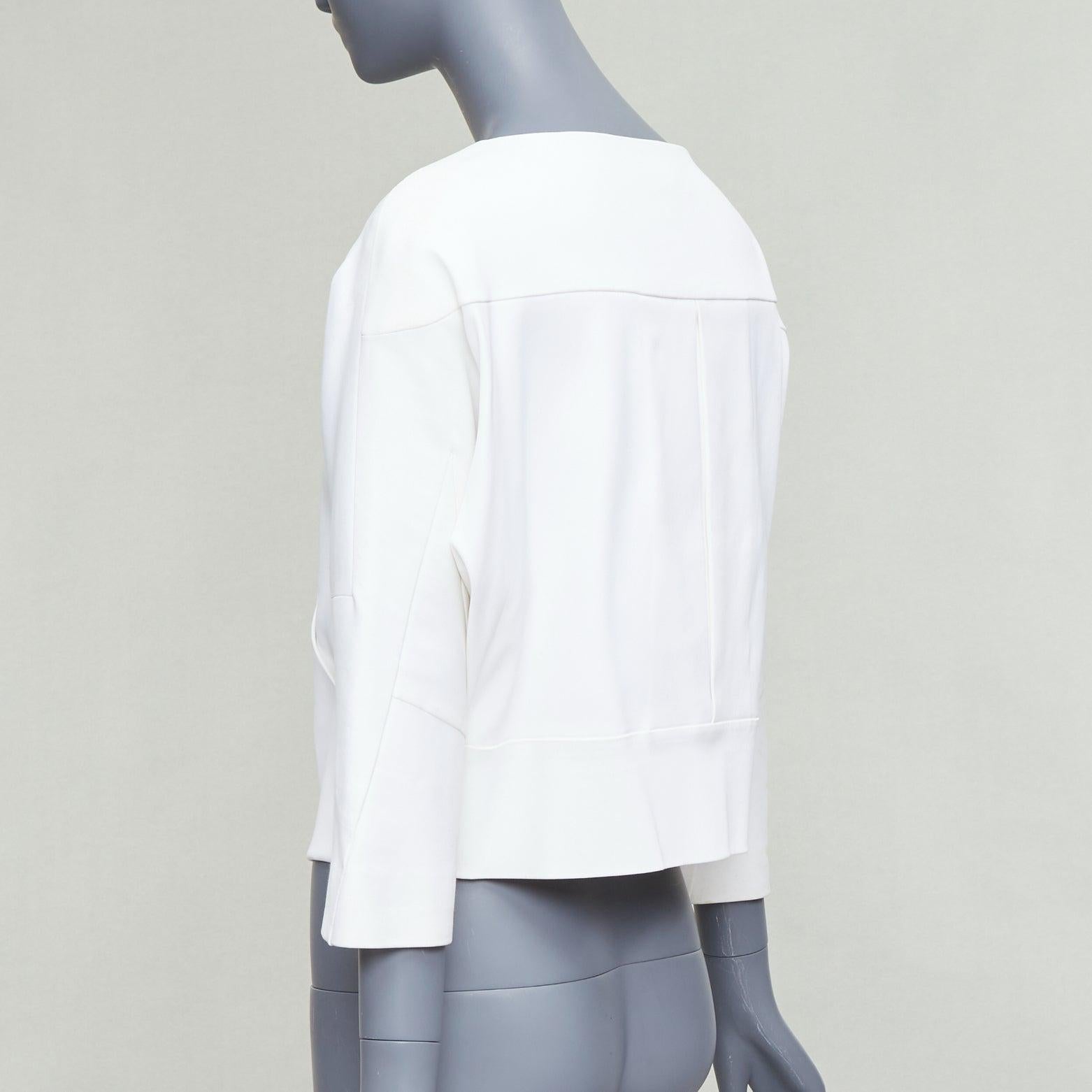 CHLOE white cotton batwing square collar zip cuff crop jacket FR36 S For Sale 2