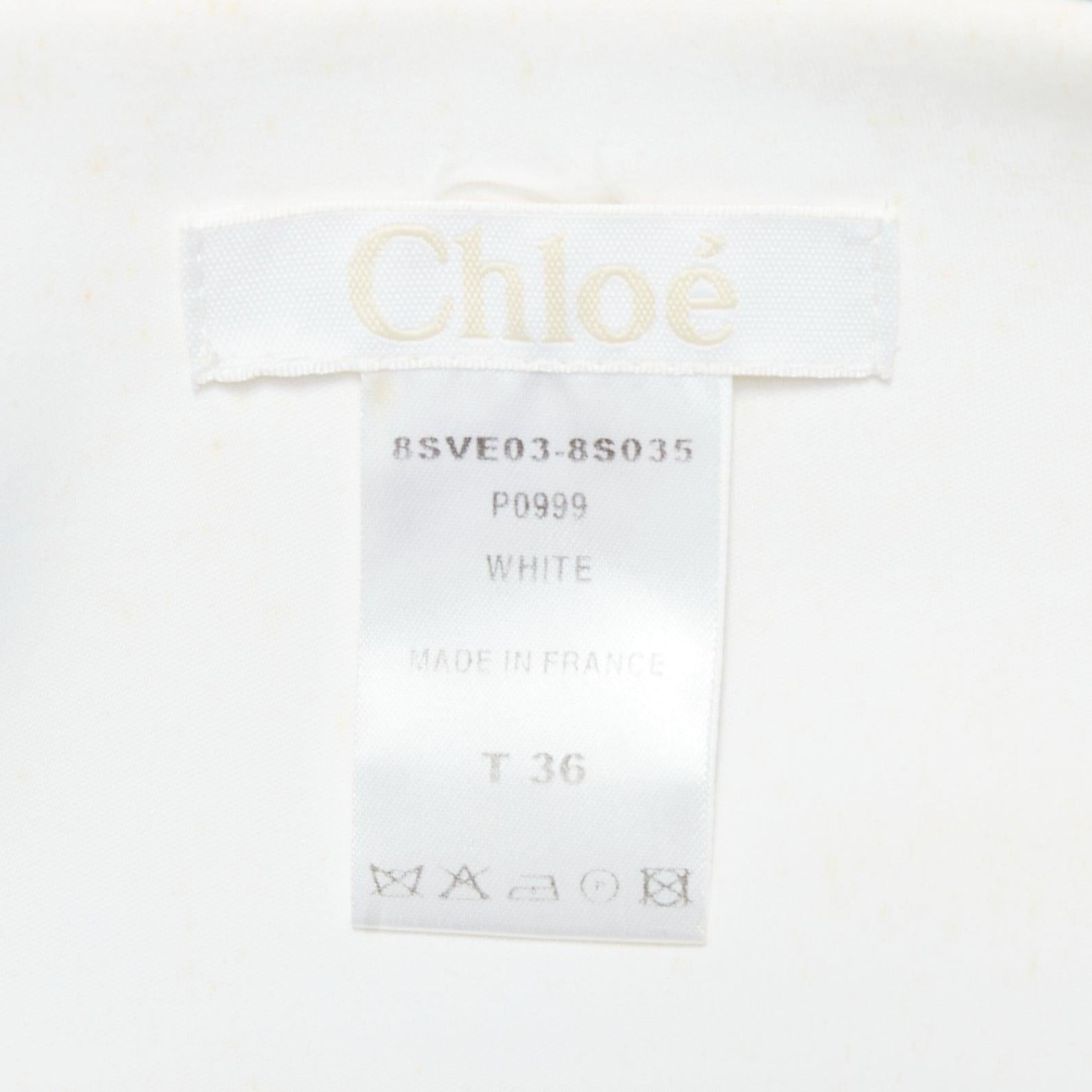 CHLOE white cotton batwing square collar zip cuff crop jacket FR36 S For Sale 4