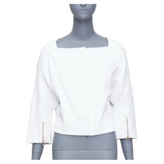 CHLOE white cotton batwing square collar zip cuff crop jacket FR36 S