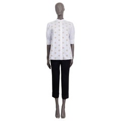 CHLOE white cotton BRODERIE ANGLAISE Short Sleeve Blouse Shirt 36 XS