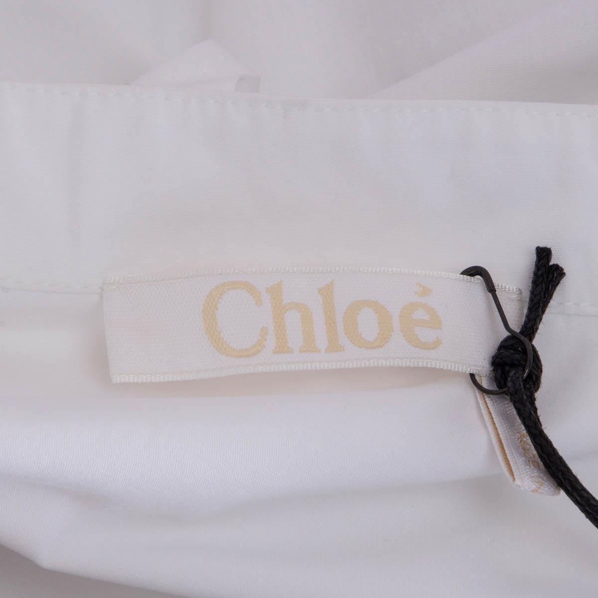 CHLOE white cotton BRODERIE ANGLAISE Short Sleeve Blouse Shirt 36 XS For Sale 1