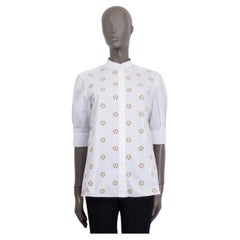 CHLOE white cotton BRODERIE ANGLAISE Short Sleeve Blouse Shirt 36 XS