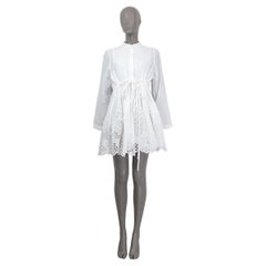 CHLOE Weiß Baumwolle BRODERIE ANGLAISE VOILE TUNIC MINI Kleid 38 S