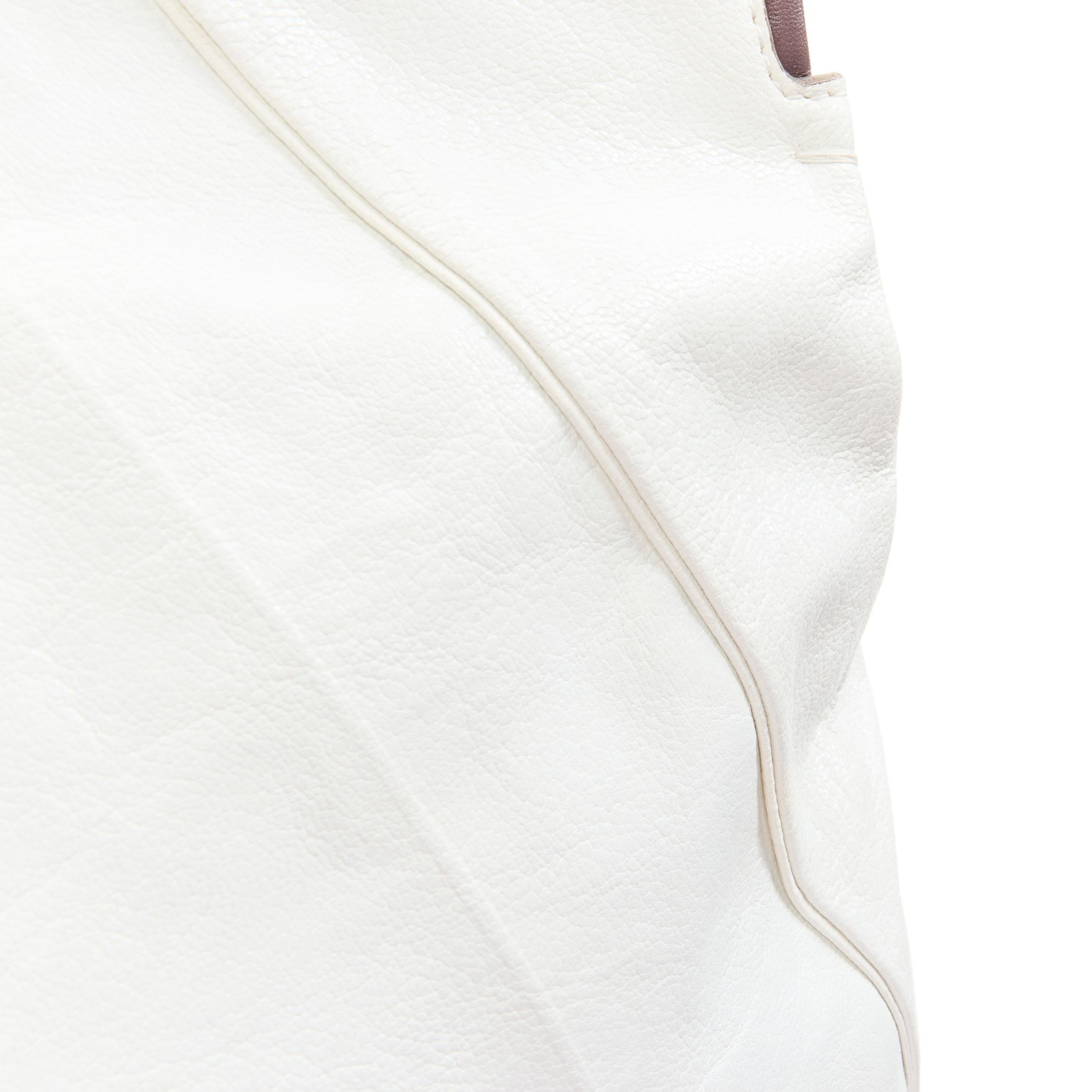 CHLOE white crinkled leather brown handle clasp lock large tote bag 5