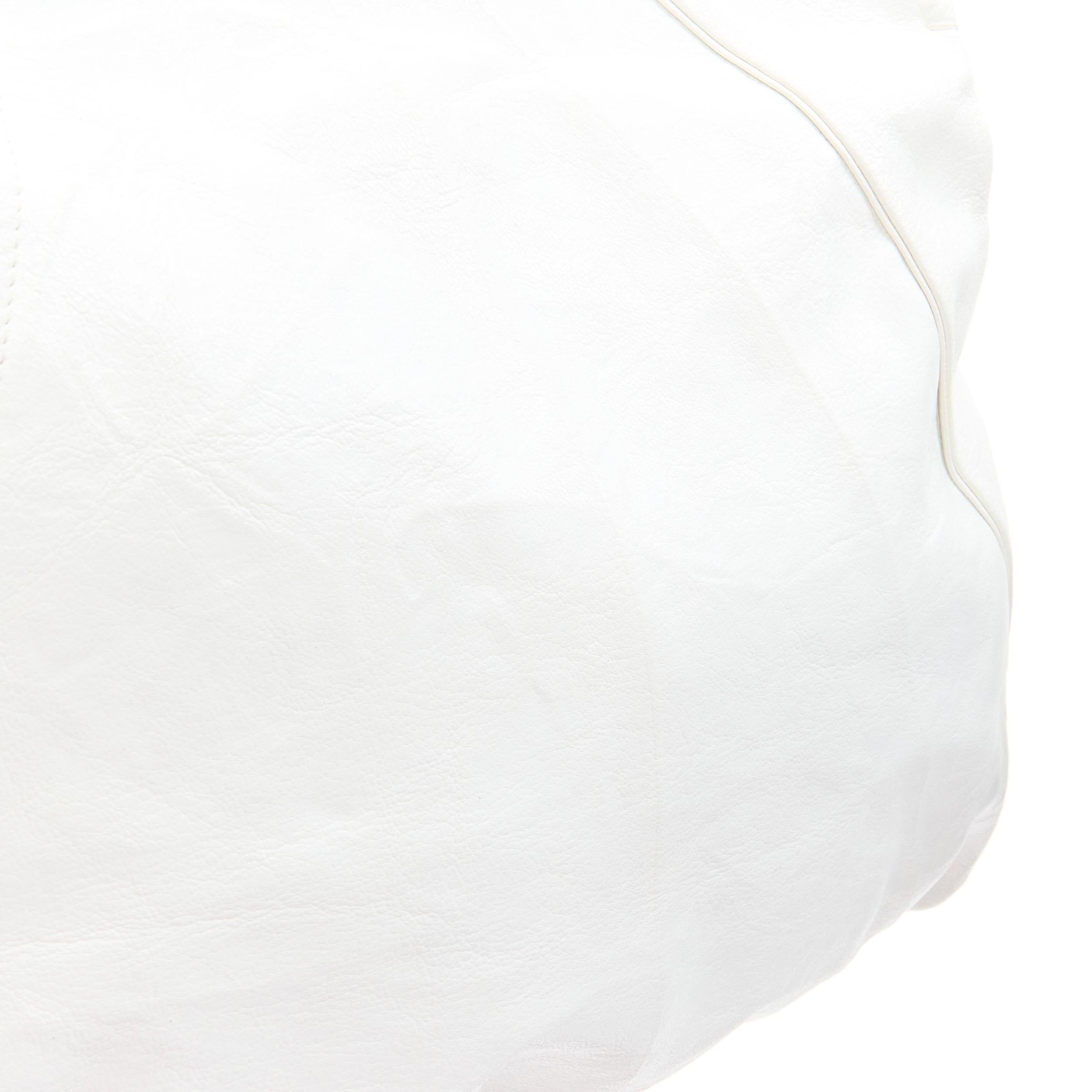 CHLOE white crinkled leather brown handle clasp lock large tote bag 6