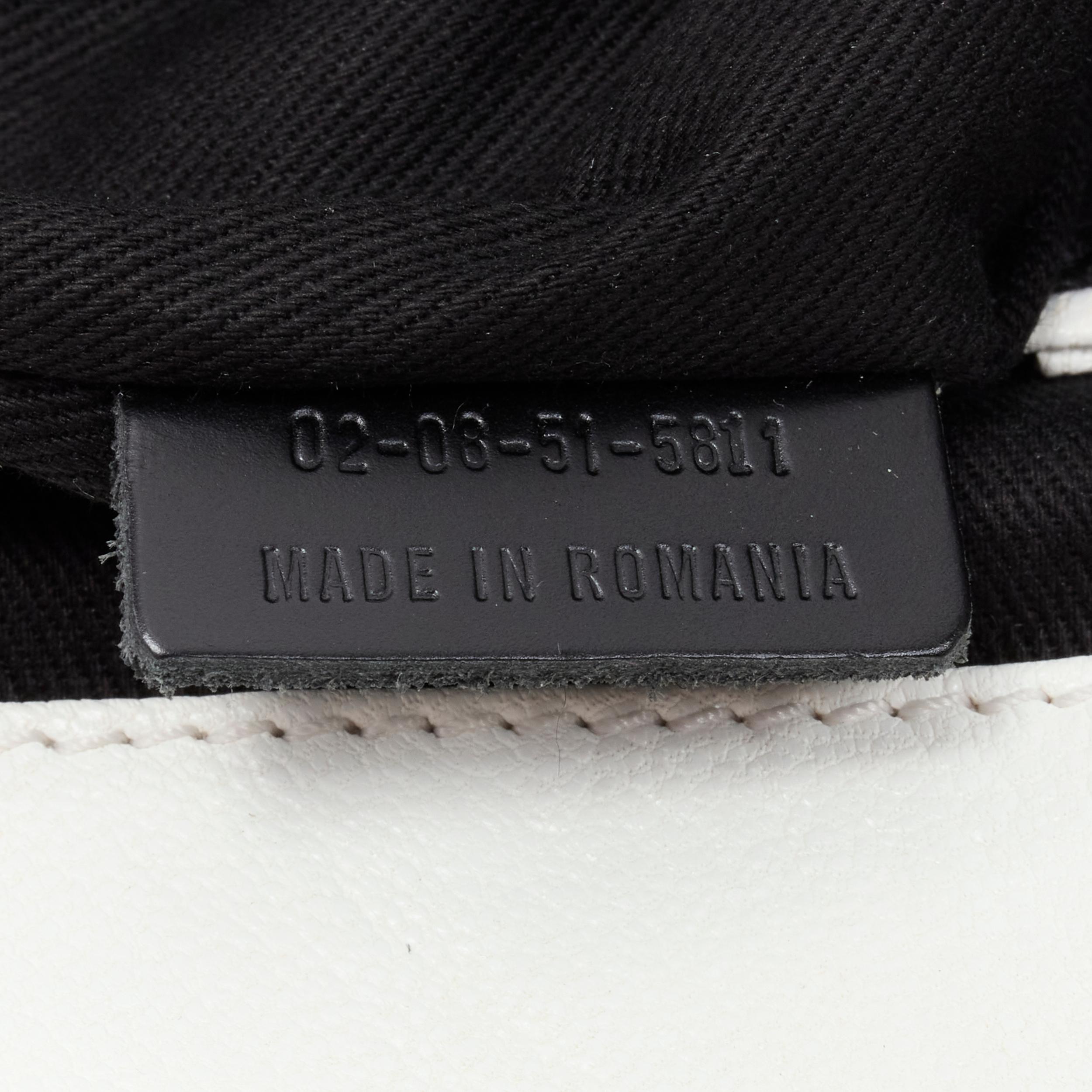 CHLOE white crinkled leather brown handle clasp lock large tote bag 7