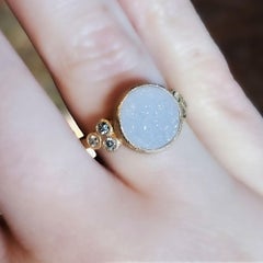 Chloe White Druzy 18 Karat Gold Ring