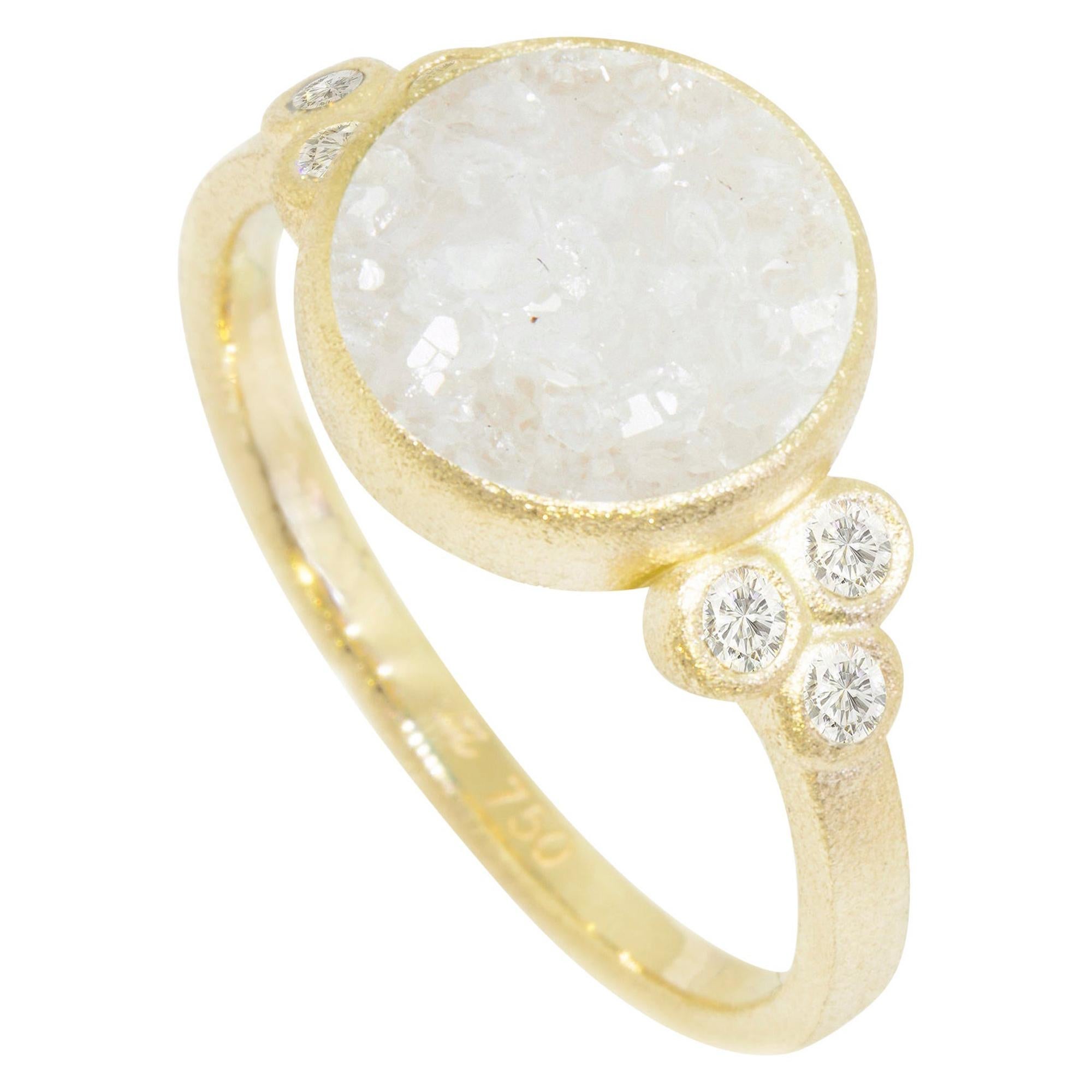 Customizable Chloe White Druzy 18 Karat Gold Ring For Sale at 1stDibs