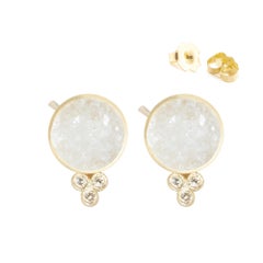 Chloe White Druzy 18 Karat Gold Stud Earrings