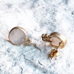 Chloe White Druzy 18 Karat Gold Stud Earrings