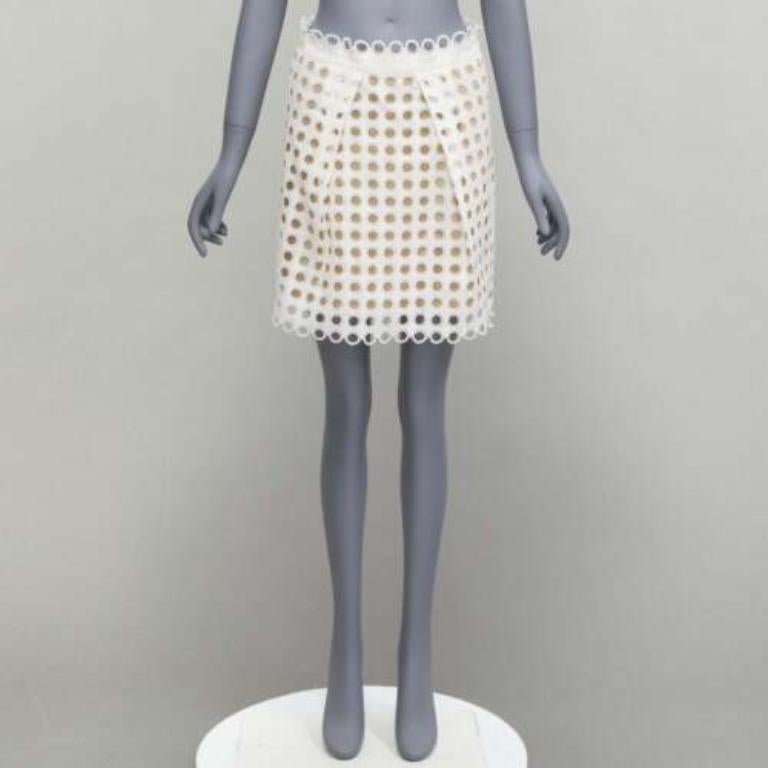 CHLOE white embroidery anglais eyelet layered silk lined skirt FR34 XS For Sale 4