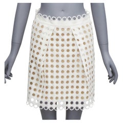 CHLOE falda blanca bordada anglais ojalada forrada de seda FR34 XS
