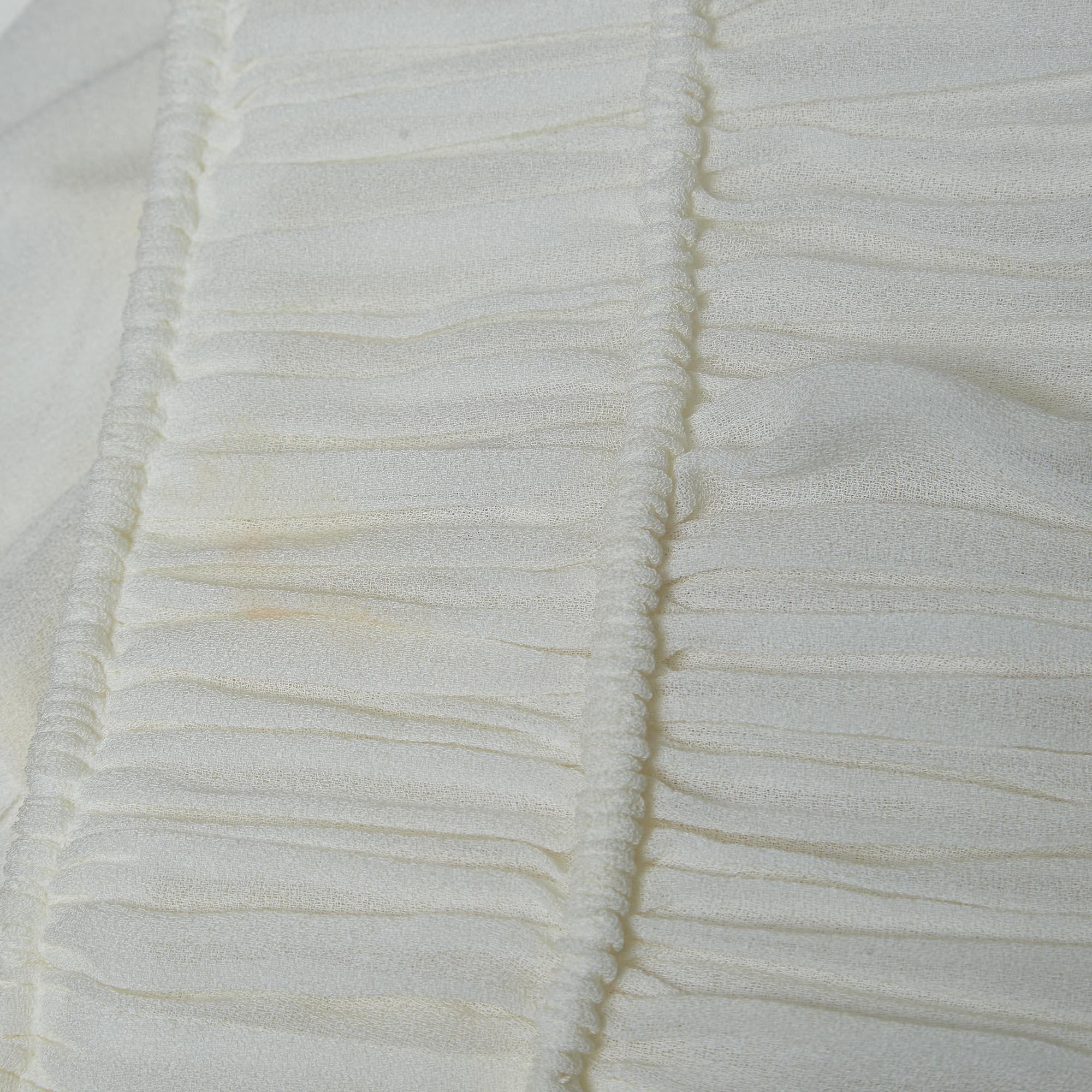 Chloé White Fine Sheer Crepe Gathered Detail Harem Pants S For Sale 3