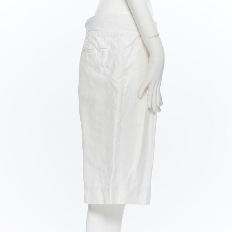 CHLOE white flax cotton blend pleat dark long length culotte shorts FR40 1