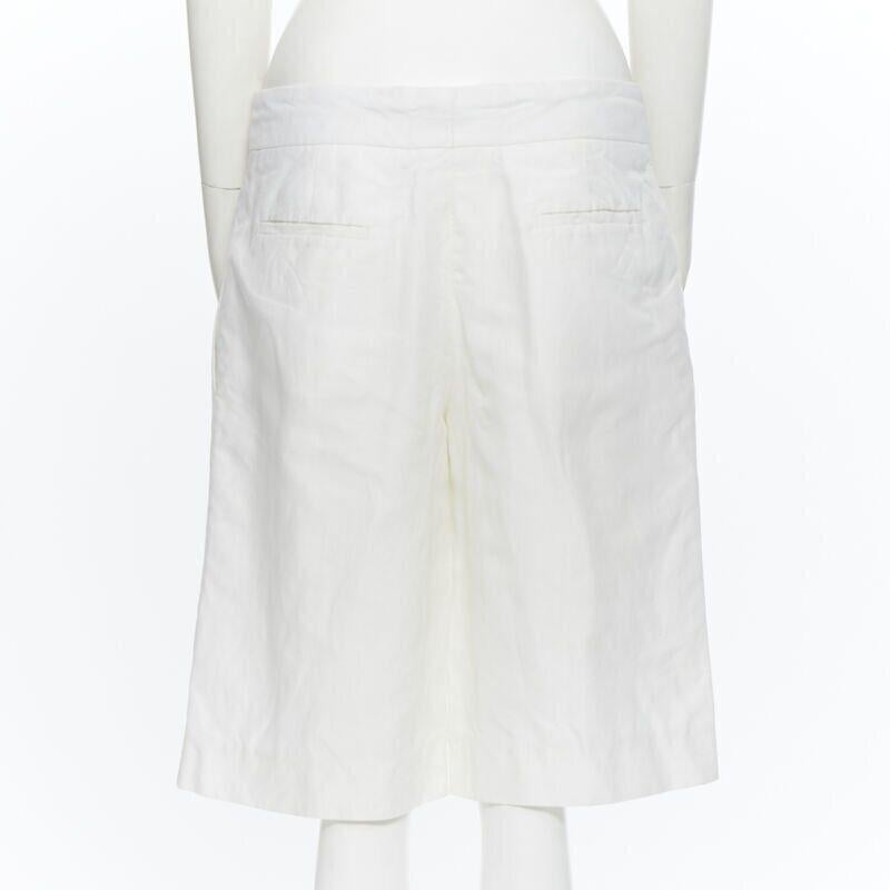 CHLOE white flax cotton blend pleat dark long length culotte shorts FR40 2