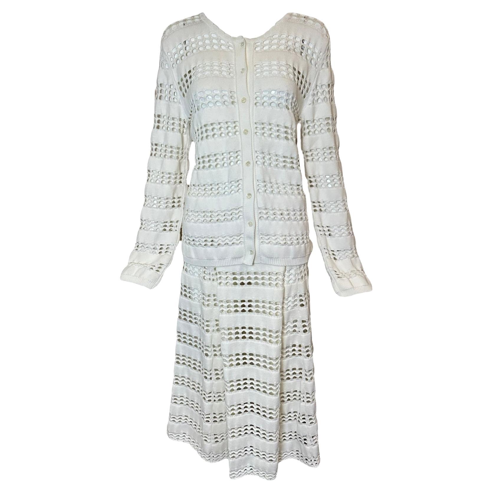Traje de Conjunto Chloe Blanco de Punto Eyelet en venta