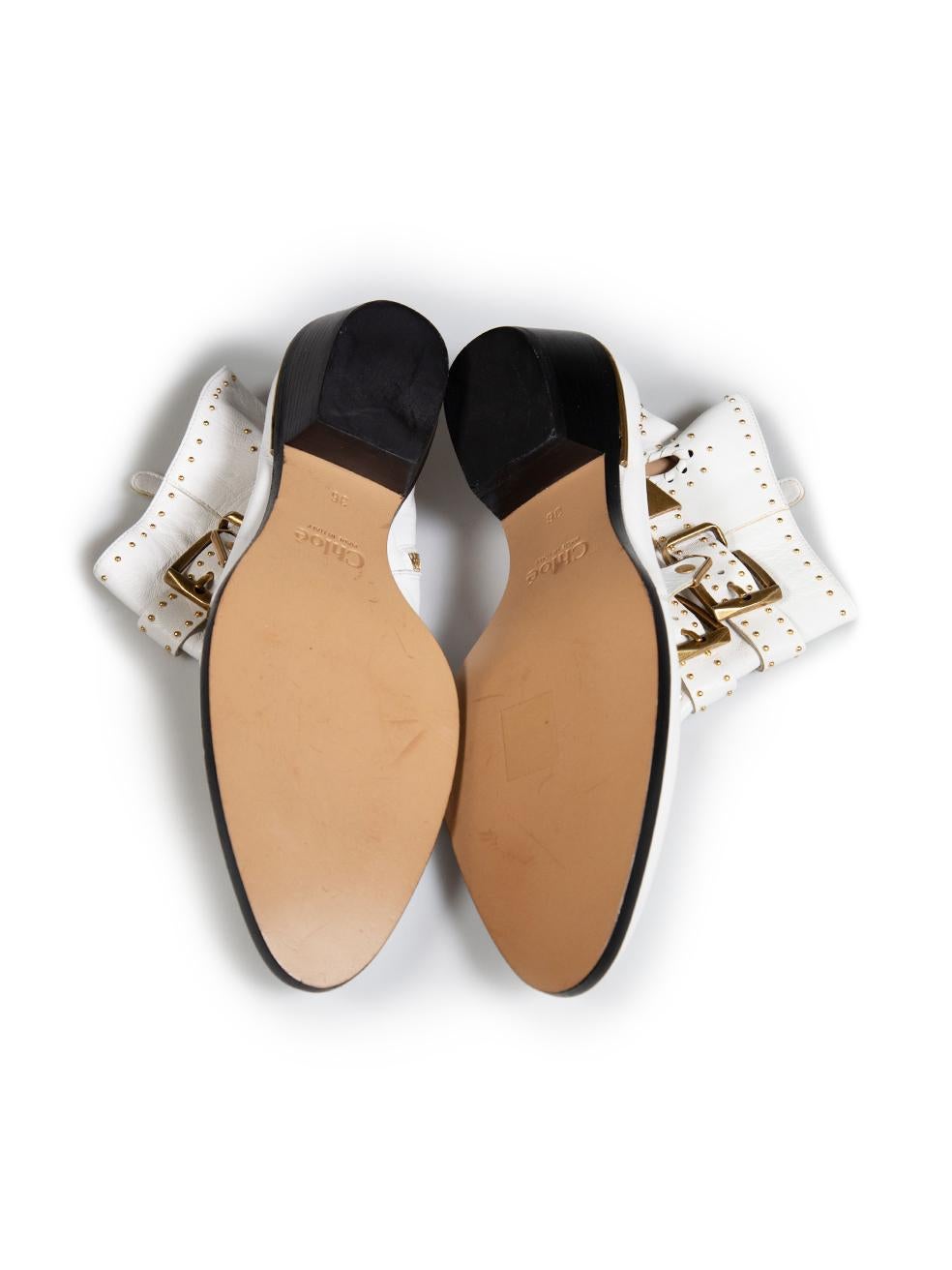 Chloé White Leather Cutout Studded Susanna Boots Size IT 36 In New Condition For Sale In London, GB