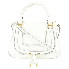 Used Chloé White Leather Medium Marcie 2way Crossbody 24cl830s