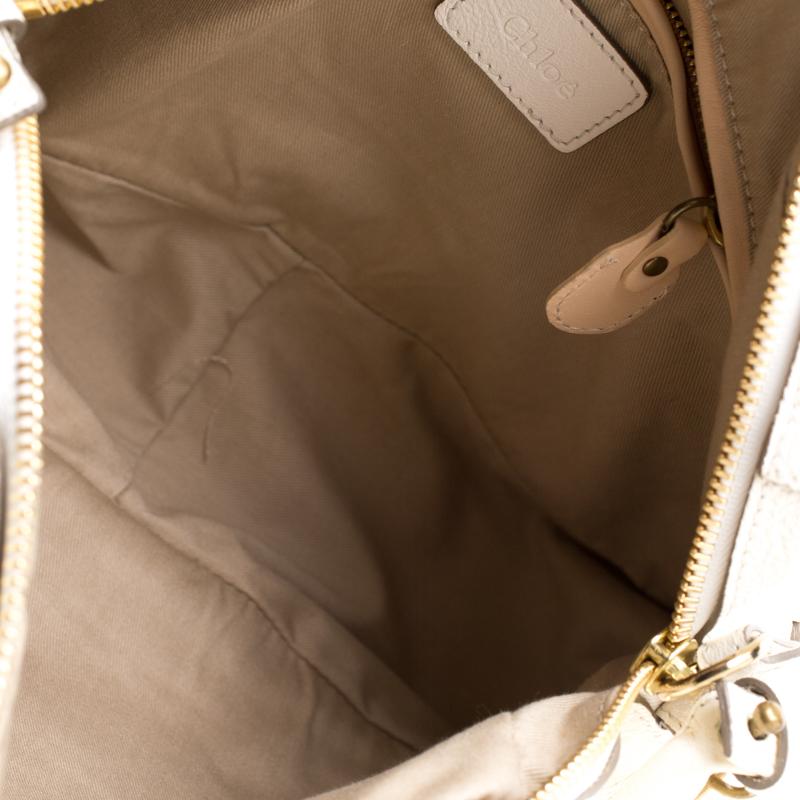 Chloe White Leather Medium Paraty Shoulder Bag 3