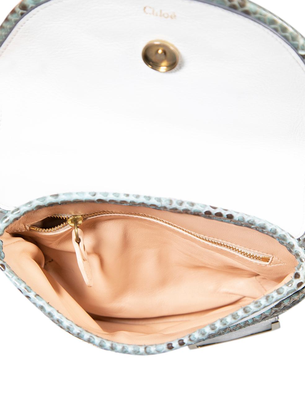 Chloé White Leather Python Trim Shoulder Bag For Sale 1