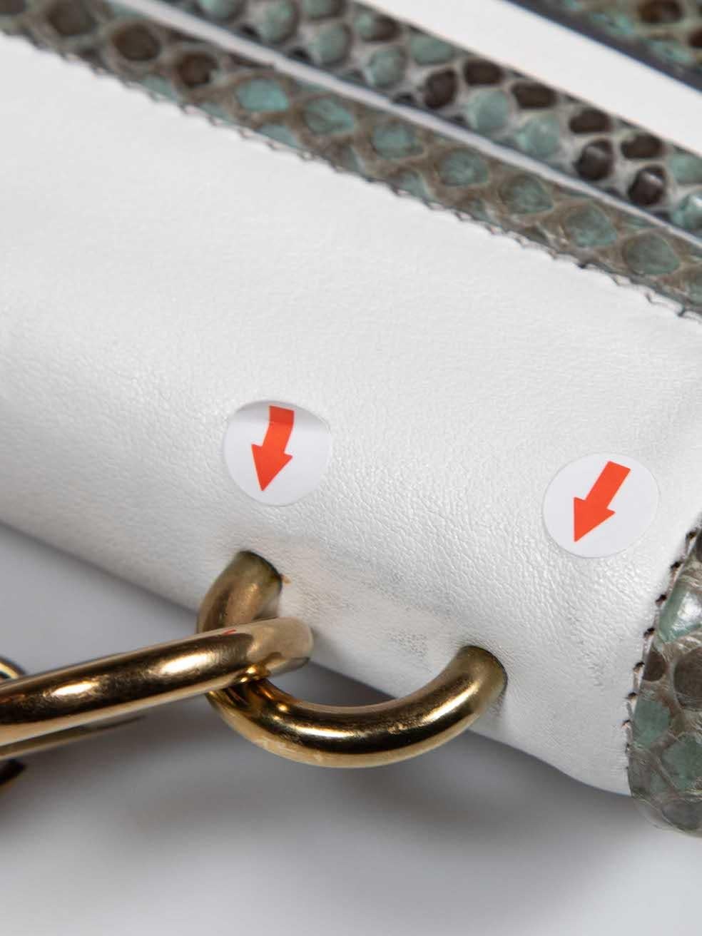 Chloé White Leather Python Trim Shoulder Bag For Sale 2