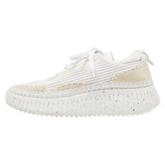 Chloe White Mesh and Suede Nama Low Top Sneakers Size 39