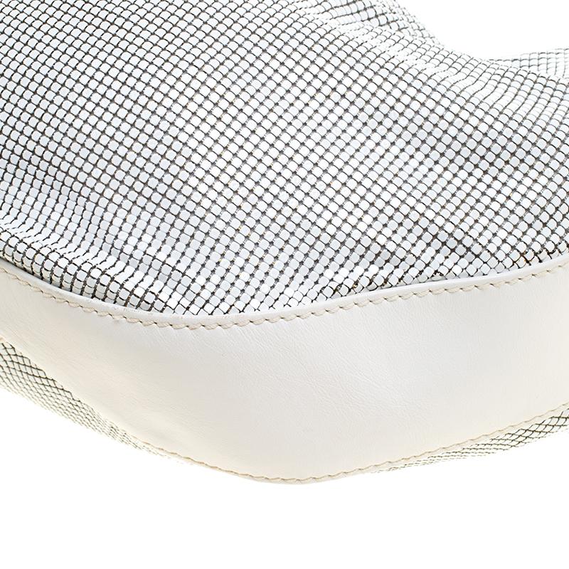 Chloe White Metal and Leather Mesh Hobo 3
