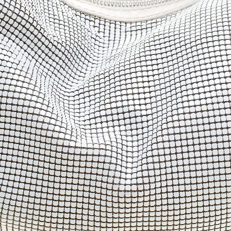 Chloe White Metal and Leather Mesh Hobo 4