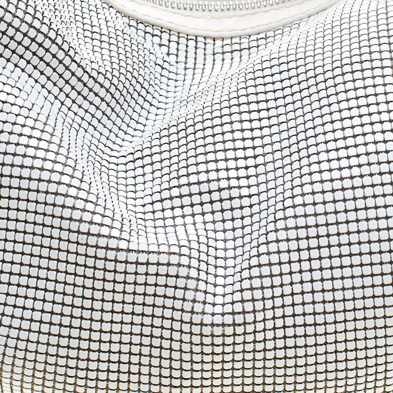 Chloe White Metal and Leather Mesh Hobo 1